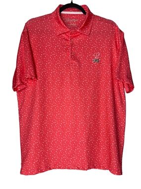 Barstool Sports Golf Polo Shirt Large Pink Heart Dot Performance Stretch Casual